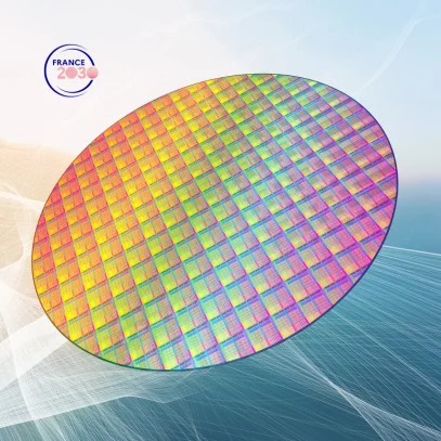 semiconductor wafer with France 2030 logo